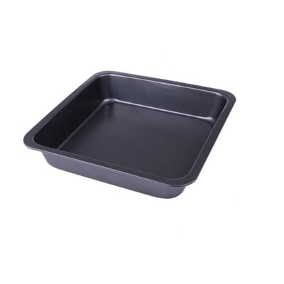 Giftock 8 inch Square Black Non-Stick Cake Pans Carbon Steel Bread Baking Pan Tray for Microwave Oven Cookie Cake Moulds, 1Pc (Square pan)