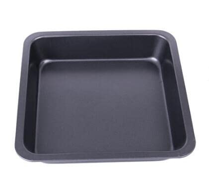 Giftock 8 inch Square Black Non-Stick Cake Pans Carbon Steel Bread Baking Pan Tray for Microwave Oven Cookie Cake Moulds, 1Pc (Square pan)