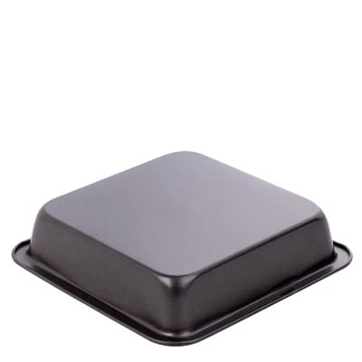Giftock 8 inch Square Black Non-Stick Cake Pans Carbon Steel Bread Baking Pan Tray for Microwave Oven Cookie Cake Moulds, 1Pc (Square pan)