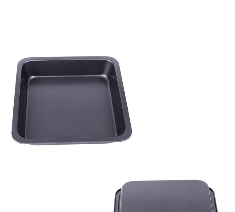 Giftock 8 inch Square Black Non-Stick Cake Pans Carbon Steel Bread Baking Pan Tray for Microwave Oven Cookie Cake Moulds, 1Pc (Square pan)