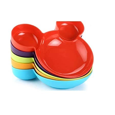 Giftock Unbreakable Plastic Mickey Minnie Shaped Small Food Serving Plate | Snack Serving Mickey Mouse Plate/Tray for Home,Restaurants, cafes (Multicolor) (Pack of 1)