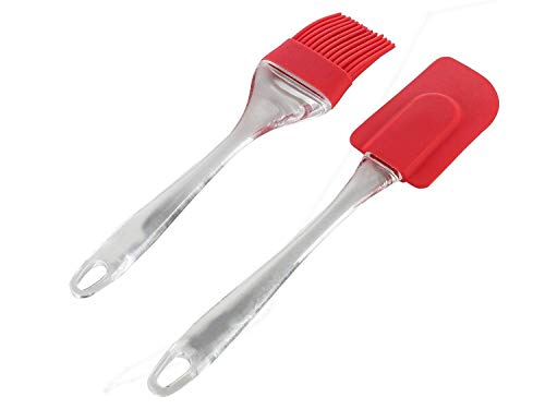 Giftock Silicone Non-Sticky Spatula and Oil Brush Reusable Kitchen Set for Cooking Multicolor (Big)