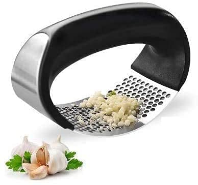 Giftock ENTERPRISE Garlic Press Stainless Steel Garlic Mincer Ginger Crusher and Peeler Squeezer Press Kitchen Gadget with Handle