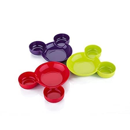 Giftock Unbreakable Plastic Mickey Minnie Shaped Small Food Serving Plate | Snack Serving Mickey Mouse Plate/Tray for Home,Restaurants, cafes (Multicolor) (Pack of 1)