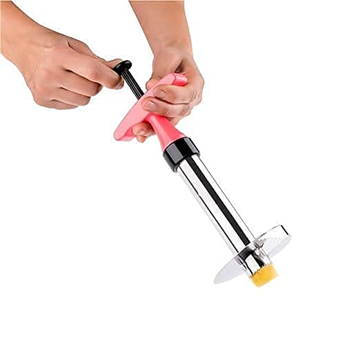 Giftock New Pineapple Cutter Machine | Stainless Steel Manual Fruit Peeler Corer Slicer Kitchen Knife with Drill Straw Hole Opener | Fruit Cutter | Pineapple Slicer (Multicolor)