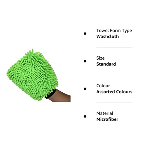 Giftock Microfiber Wash and Dust Chenille Mitt Cleaning Gloves (1 PC Single Sided, Extra Large, Big Chenille Mitt Glove) Multicolor
