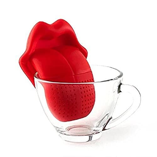 Giftock Lips Tongue Designed Silicone Tea Infusers Tea Barware Food Grade Strainer, Tongue Tea Infuser - Premium 100% Food Grade Silicone, Dishwasher Safe.(Color Red)