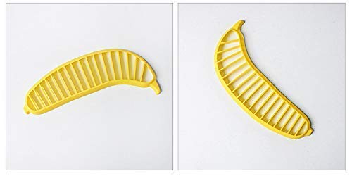 Giftock Banana Cutter - BPA Free Food Grade Plastic Banana Slicer for Kitchen Tools for Fruit Salad, Cutter for Cucumber, Sausage, Strawberry, Grapes(Standard Banana Size, Yellow)