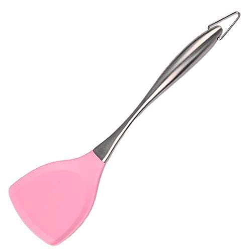 Giftock Silicon Fish Turner Spatula - Silicone Non Stick Spatula Fish Turner with Stainless Steel Metal Handle,Heat Resistant Silicone Utensils Turner for Kitchen Cooking(1Pcs, Random Color)