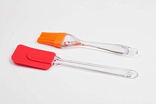 Giftock Silicone Non-Sticky Spatula and Oil Brush Reusable Kitchen Set for Cooking Multicolor (Big)