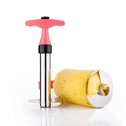 Giftock New Pineapple Cutter Machine | Stainless Steel Manual Fruit Peeler Corer Slicer Kitchen Knife with Drill Straw Hole Opener | Fruit Cutter | Pineapple Slicer (Multicolor)