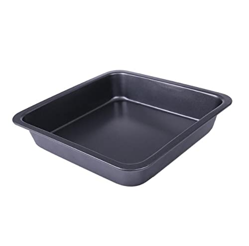 Giftock 8 inch Square Black Non-Stick Cake Pans Carbon Steel Bread Baking Pan Tray for Microwave Oven Cookie Cake Moulds, 1Pc (Square pan)