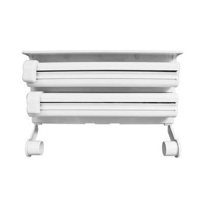Giftock Triple Paper Roll Dispenser Foil Cling Film Tissue Paper Roll Holder Tissue Holder Wall Mounted Plastic Stand Paper/Foil/Cling Wrap Kitchen Stand