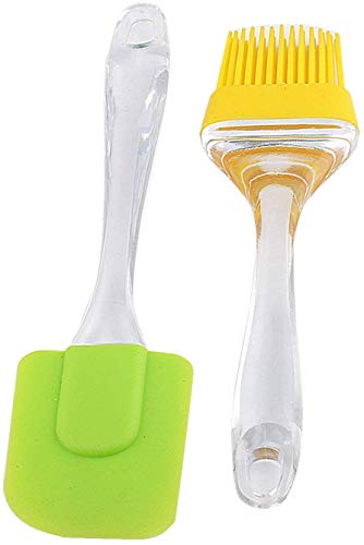 Giftock Silicone Non-Sticky Spatula and Oil Brush Reusable Kitchen Set for Cooking Multicolor (Big)
