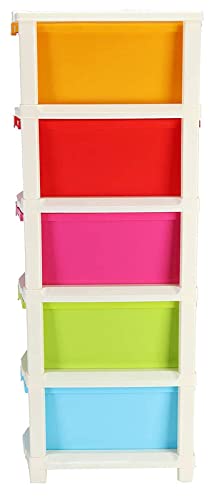 Giftock 5 Layer Foldable Modular Drawer Organizer Multipurpose Drawers Boxes Storage Rack, Extra Large Basket, Plastic (Multi Color)(Large)