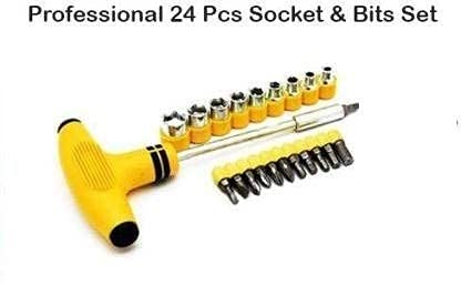 Giftock 24 pcs T Shape Screwdriver Set Batch Head Ratchet Pawl Socket Spanner Hand Tools
