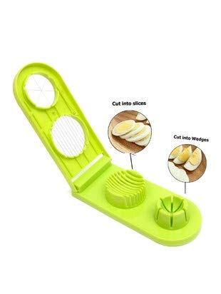 Giftock Egg Slicer 2 in 1 Boiled Egg Cutter with Stainless Steel Cutting Wire, Kitchen Cooking Tool (Pack of 1, Multi Color)