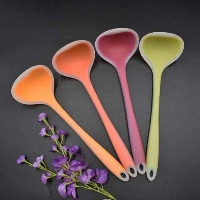 Giftock Silicone Spoone - Non-Stick Ladle Soup Spoon & Silicone Handle Effortless Cooking with Heat Resistant Baking Tool Rice Serving Dining Table Utensils Salad Cooking Tools (Pack of 1)