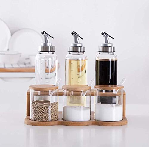 Giftock Oil Bottle Olive Dispenser for Cooking Lead-Free Glass Bottle for Drip Free Spout BBQ Salad Kitchen Baking Roasting Frying 300ml