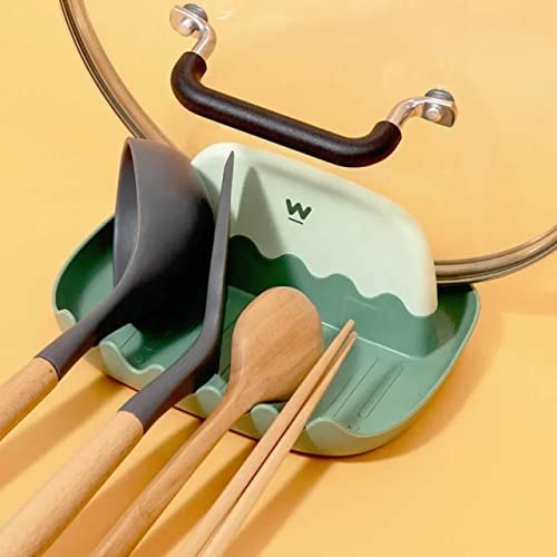 Giftock 5 Slots Multifunction Kitchen Cooking Utensil Plastic Stand Holder Heat Resistant Cooking Spatula Holder Tray Kitchen Gadgets Pan Cover Lid Rack (Multicolor)