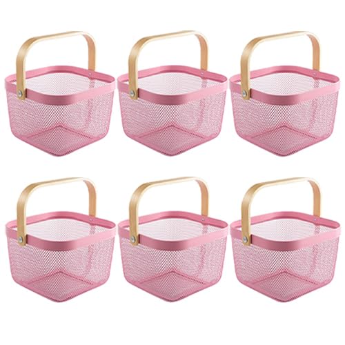 Giftock Metal Wire Basket With Handle|Storage Basket Fot Fruits, Books|Mesh Open Storage Bin|Storage Organizer