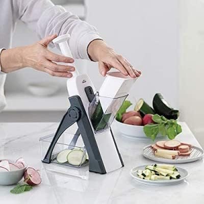 Giftock Mandoline Slicer, 5 in 1 Vegetable Chopper, Safe Kitchen Chopping Artifact, Cutter, Julienne, Dicer, Kitchen Accessories Gadgets (Pack of 1)