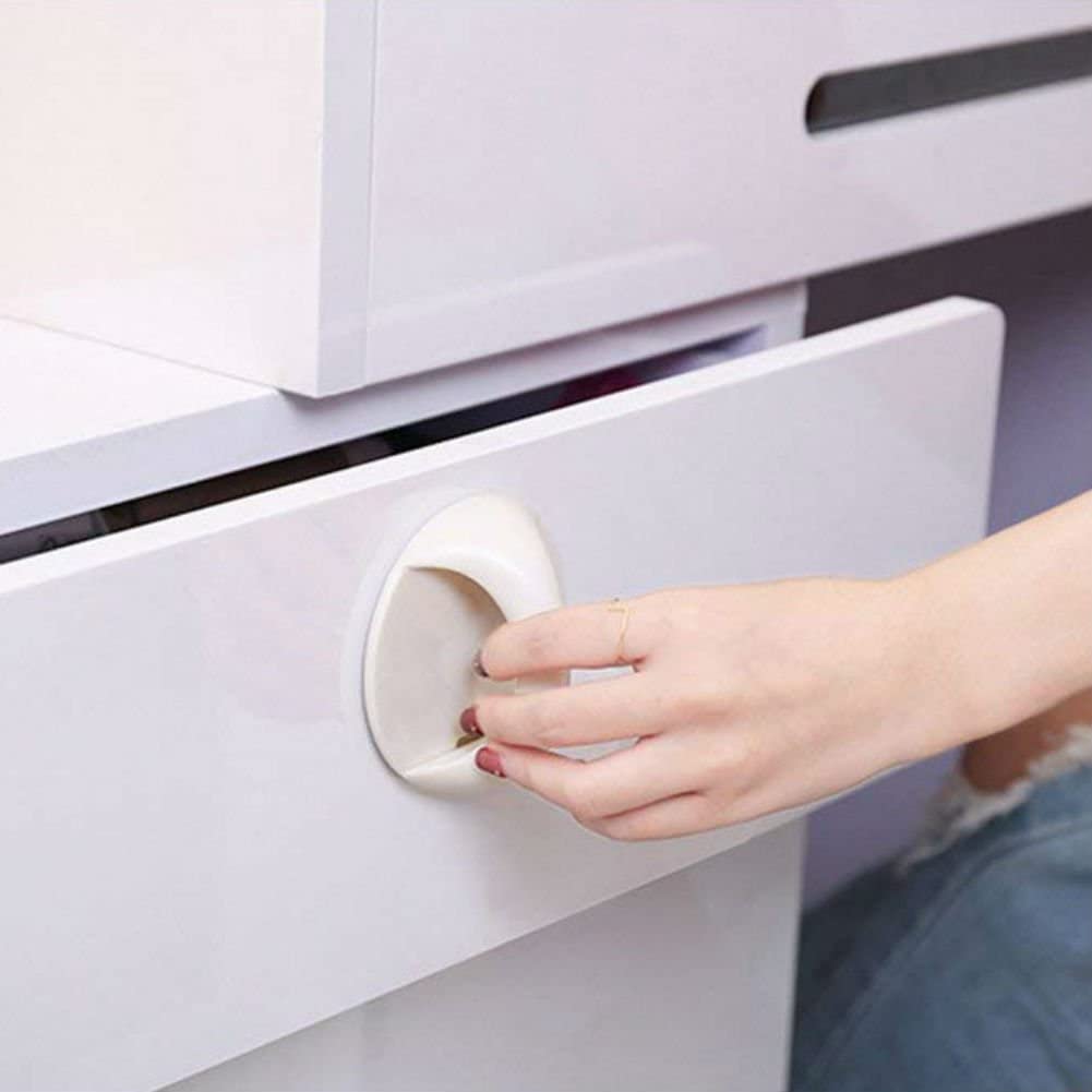 Giftock 4 Count Round Self-Stick Instant Cabinet Drawer Handle Helper Kitchen Cabinet Door Window Cupboards Handle, Sticker Convenient Opening Stick-on Handles, Self Adhesive Handle (Random Color)