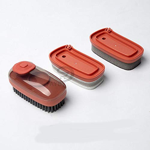 Giftock Adding Liquid Cleaner Brush | 3 in 1 Plastic Washing Pot Brush Kitchen Household Dish Cleaning Brush | Soft Wool Laundry Shoes Tile Cleaning Brush | Multipurpose Scrubber Brush (Multicolor)