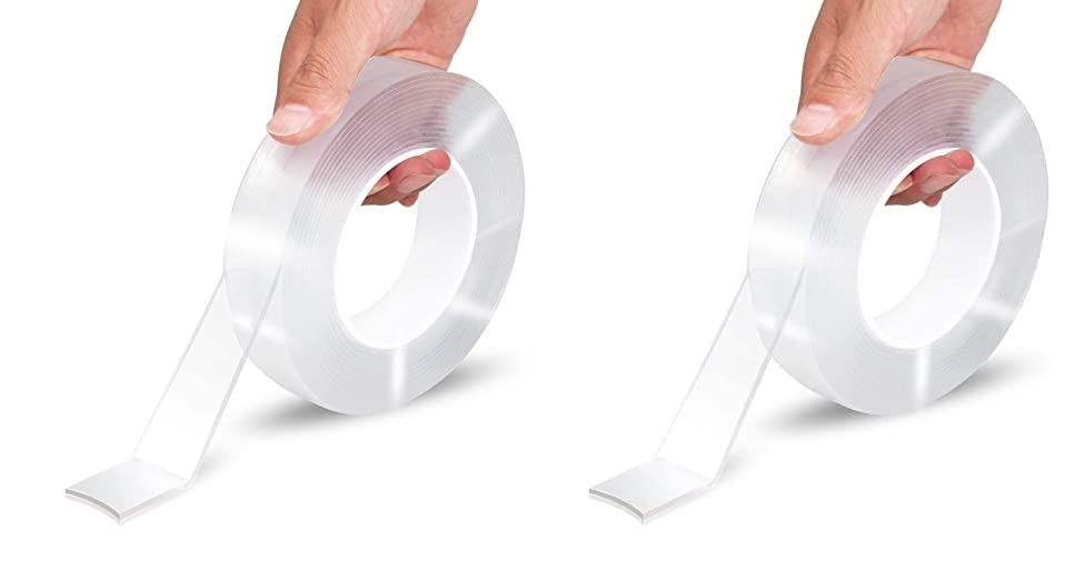 Giftock 3 Meter Double Sided Nano Magic Ivy Grip Tape Heavy Duty Transparent Tape,Removable, Washable, Reusable & Anti-Slip (L-3Mtr, W-3Cm)