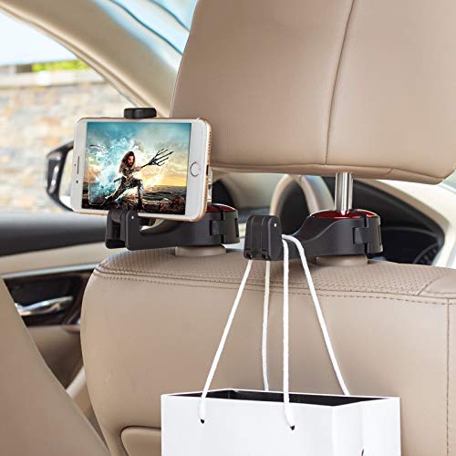 Giftock 2Pack Car Seat Back Hooks, Universal Multifunctional Car Vehicle Back Seat headrest Mobile Phone Holder Hanger Holder Hook for Bag Purse Cloth Grocery (Silver)