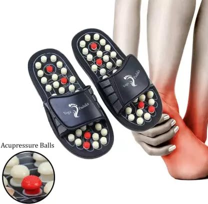 Giftock Spring Acupressure Magnetic Therapy Sandals |Yoga Paduka Acupressure Foot Relaxer| Foot Massager Slipper| Rotating Acupressure Foot Slippers for Men & Women (6 UK)