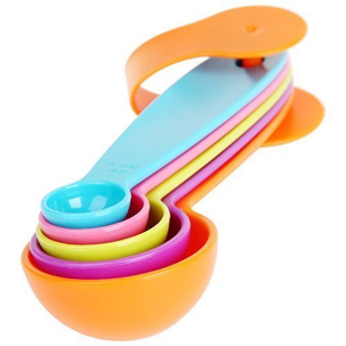 Giftock Measurement Spoons Set of 5 for Kitchen and home use Teaspoons Tablespoons multcolor Plastic