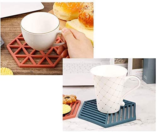 Giftock Silicone Trivets 6 Pcs 6.33 5.5 in Non-Slip Heat Resistant Hot Pots and Pans Holder, Expandable Hexagon Mats for Kitchen Cooking Counter