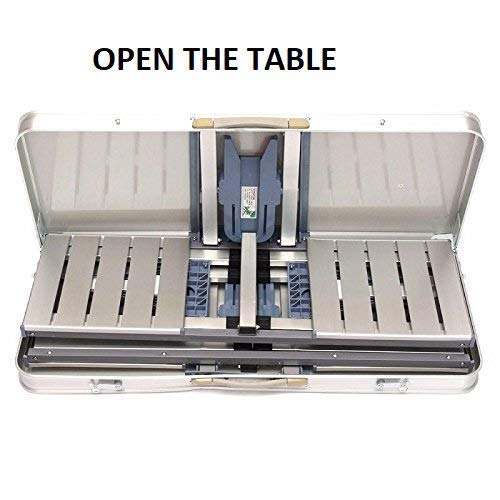 Giftock Heavy Duty Aluminium Portable Folding Picnic Table and Chairs Set with Umbrella (Multicolor)