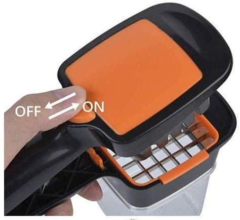 Giftock Multifunction Nicer - 5 in 1 Plastic Slicer Vegetable & Fruits Cutter, Stainless Steel Blades Chopper, Peeler with Container Onion Cutter, Vegetable, Fruit (Pack of 1)