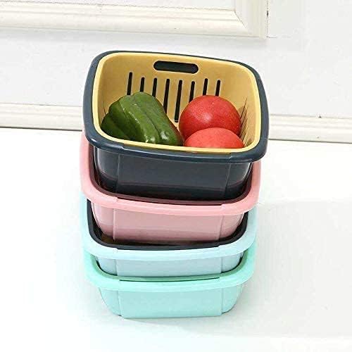 Giftock 2 in 1 Multi Function Filter Basket Bowl Set Filter Bowl Set, Double-Layer Drain Basin and Basket, Clean, Wash, Mix Fruit, Convenient for Fruit & Vegetable Washing (Pack of 2)