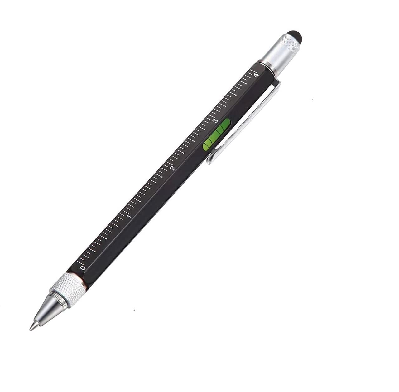 Giftock 6 in 1 Multipurpose Tool Pen | Pocket Pen with Touch Screen Ruler Level | Multi Head Screwdriver Pen (Pack of 1,Multicolor)