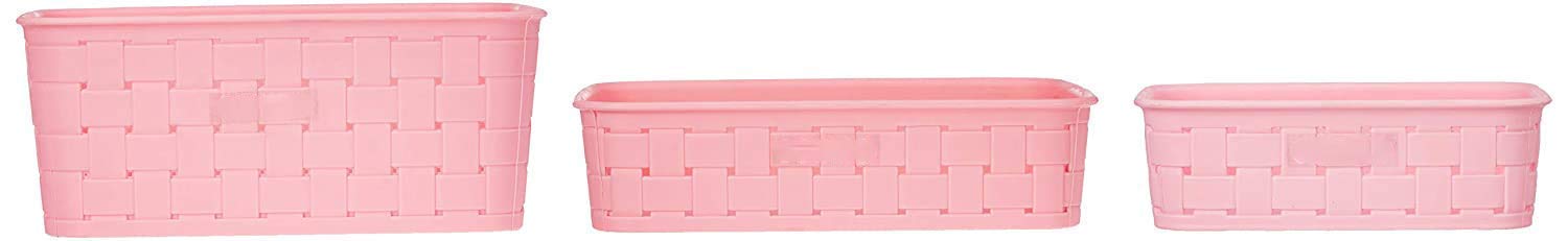 Giftock 3PCS Multipurpose Plastic Basket | Smart Shelf 3 PCS Set Storage Basket for Fruits Vegetables Magazines Cosmetics ETC | Storage Basket | Pack of 3 | Multicolor