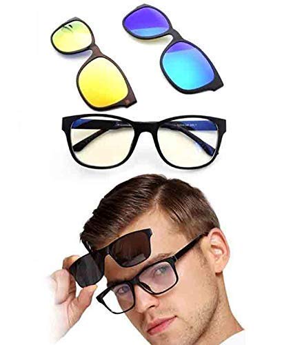 Giftock IMPEX 3 pcs Clip-on Sunglasses Polarized Magnetic lens Plastic Frame for Night Driving Quick changing - 1pc