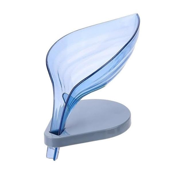 Giftock Leaf Shape Soap Box Shelf Draining Bathroom Soap Holder, Decorative Drainage Plastic Soap Dish with Draining Tray (1 Piece- Color May Very)