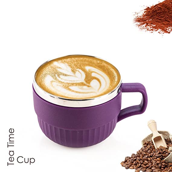 Giftock Round Unbreakable Insulated Double Wall Spill Proof Plastic Stainless Steel Tea Cup, Coffee Mug, Milk Mug (Set Of 6)(Multicolor, 180 Ml), 180 Milliliter