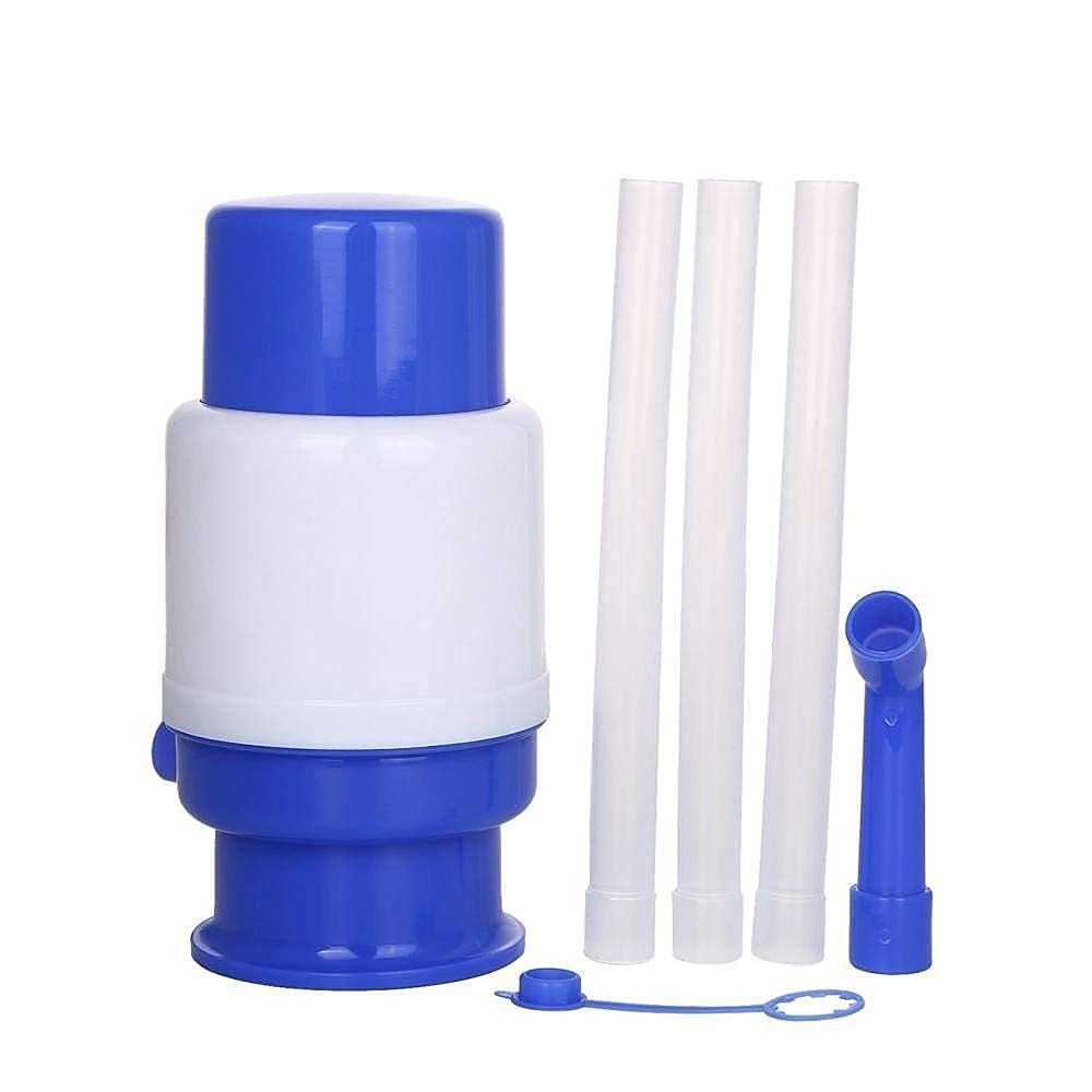 Giftock Plastic Aqua Drinking Manual Hand Press Water Dispenser Pump for Bisleri Barrel Mineral Bottle Jerry Cans Water Pump (20L -25L - White & Blue)