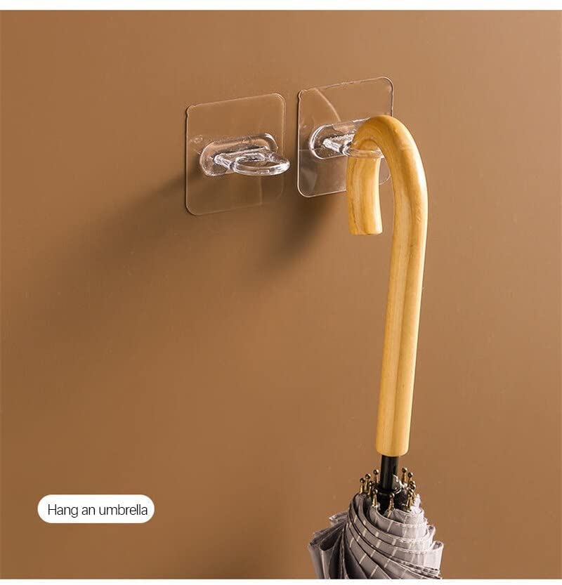 Giftock Hooks for Wall - Multi-Functional Transparent Heavy Plastic Adhesive Wall Magic Hook Sticker Cabinet Bathroom Storage Round Sticker for Kitchen, Home, Bathroom(Set of 5)