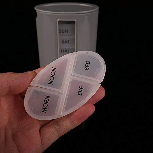 Giftock  Pill Pro: Convenient and Portable 7-Day Pill Organizer with 4 Compartments per Day - Ideal for Organizing Daily Medications and Supplements by Time - 28 Compartments for Refills - Made in India (Grey/Clear)