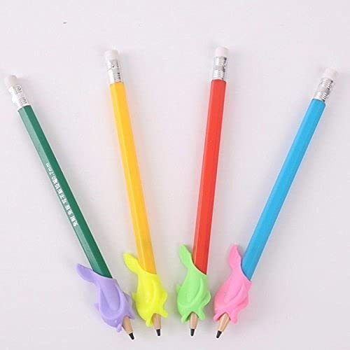 Giftock Silicone Dolphin Fish Pencil/Pen Grip Posture Correction Training Writing Aids for Kids Student pack of 4