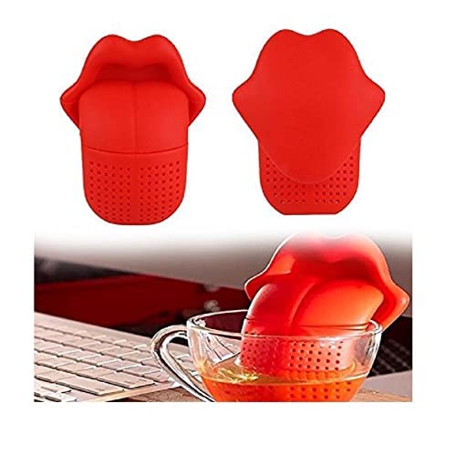 Giftock Lips Tongue Designed Silicone Tea Infusers Tea Barware Food Grade Strainer, Tongue Tea Infuser - Premium 100% Food Grade Silicone, Dishwasher Safe.(Color Red)