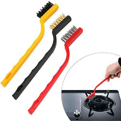 Giftocketail Set of 3 Pc Gas Cleaning Brush | Steel Brush | Wire Brush | Gas Stove Cleaning Brush | Kitchen Tools Cleaning Kit | Chimney Cleaning Brush | Burner Cleaner Brush | Pack of 1 (3pc each)