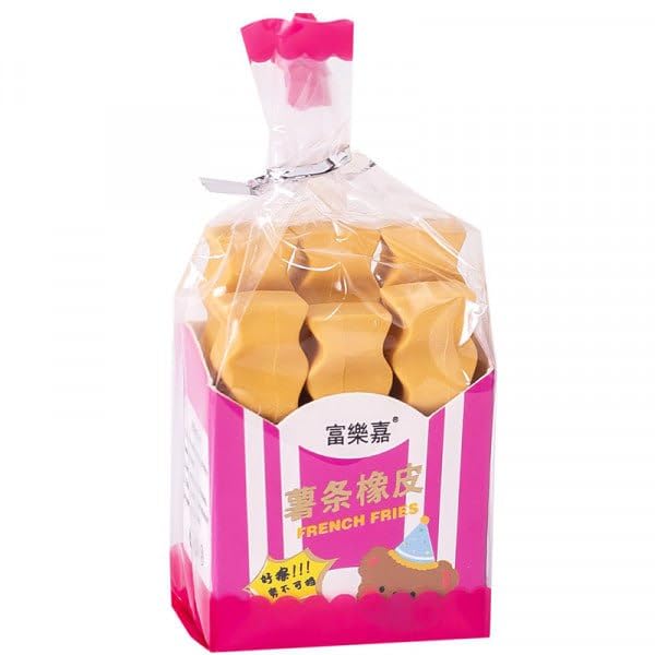 Giftock French Fries Erasers Birthday Day Return Gift Party Idea for Kids Birthday Party Non-Toxic Eraser Pack of 6