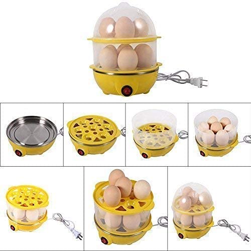 Giftock Egg Boiler With Automatic Off & Double Layer Electric Egg Maker For Boiling, Cooking And Frying The Eggs| Egg Boiler/Egg Poacher Machine / 14 Egg Cooker/Egg Steamer/Omelet Bowl With Tray.