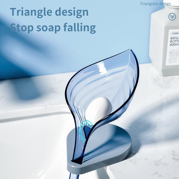 Giftock Leaf Shape Soap Box Shelf Draining Bathroom Soap Holder, Decorative Drainage Plastic Soap Dish with Draining Tray (1 Piece- Color May Very)